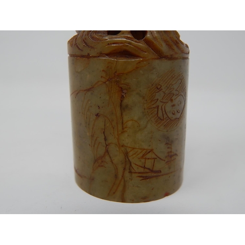 846 - Chinese Soapstone Seal. Height 11cm.