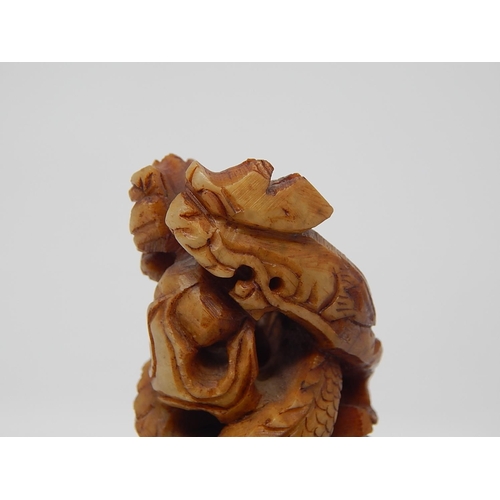 846 - Chinese Soapstone Seal. Height 11cm.