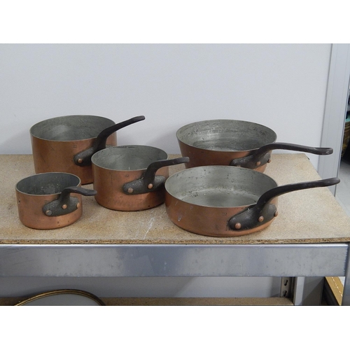 851 - Set of French Copper Saucepans. Very Heavy Duty Quality Set