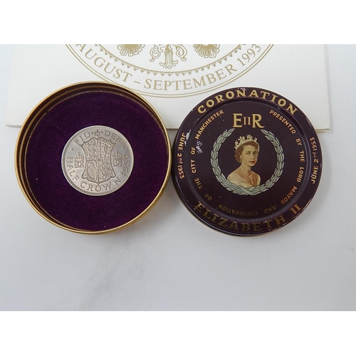 301 - Crown size medallion commemorating the opening of Buckingham Palace together with a Coronation 1/2 C... 