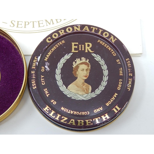 301 - Crown size medallion commemorating the opening of Buckingham Palace together with a Coronation 1/2 C... 