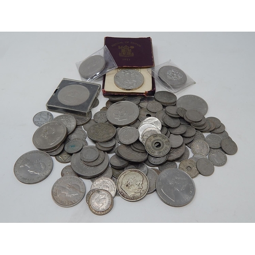 312 - Large quantity of Crowns, half crowns, shillings, sixpences & foreign white metal coins