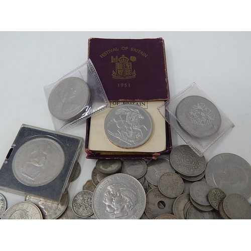 312 - Large quantity of Crowns, half crowns, shillings, sixpences & foreign white metal coins