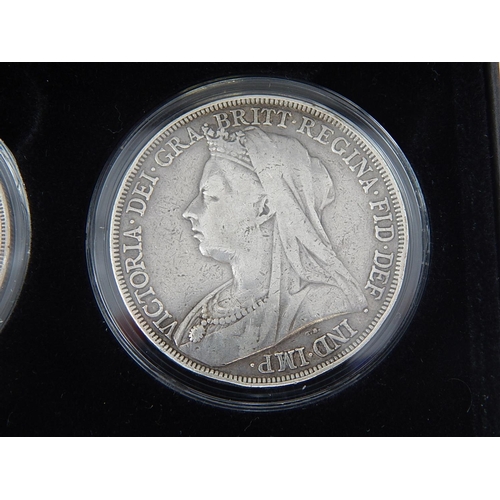 323 - The Queen Victoria Silver Crown Collection: 1845, 1889, 1893. All in presentation case with certific... 