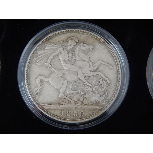 323 - The Queen Victoria Silver Crown Collection: 1845, 1889, 1893. All in presentation case with certific... 