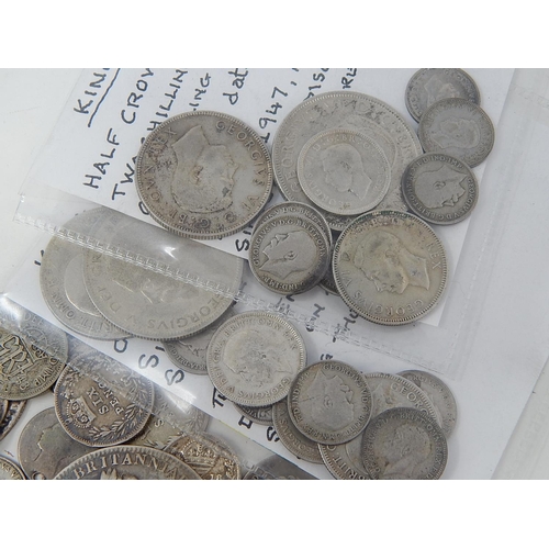 326 - Collection of Silver Crowns, Shillings etc: George II, George III, William IV, Victoria etc.