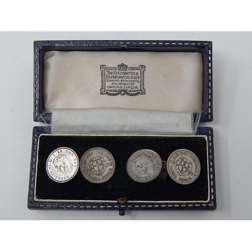 109 - Pair of Silver Threepence Cufflinks dated 1937-1939 in fitted Goldsmiths & Silversmiths case.