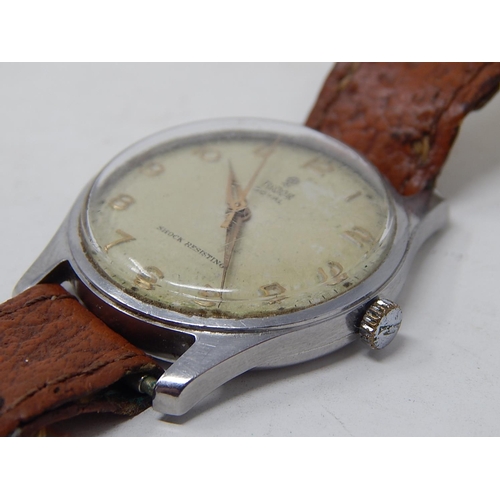 221 - Gents Tudor Royal wristwatch with seconds hand on leather strap. Currently working