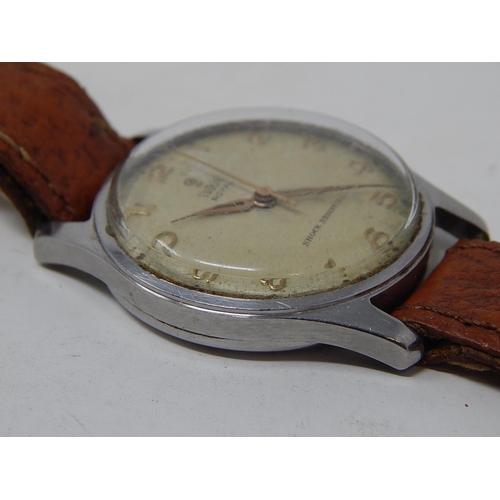 221 - Gents Tudor Royal wristwatch with seconds hand on leather strap. Currently working