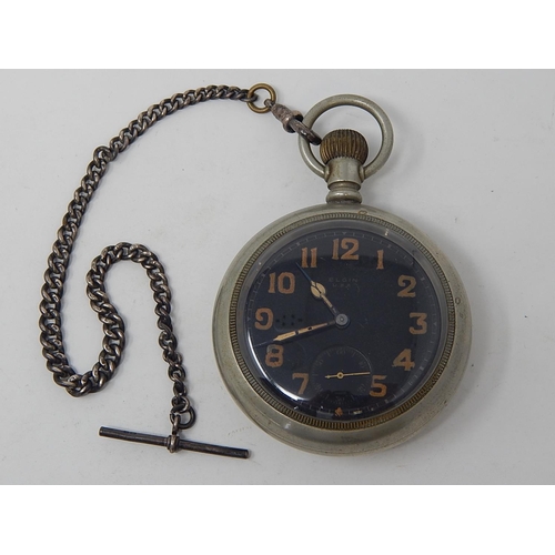 226 - WWII Elgin Military Pocket Watch: Marked to the back with broad arrow 75791 R. In current working or... 