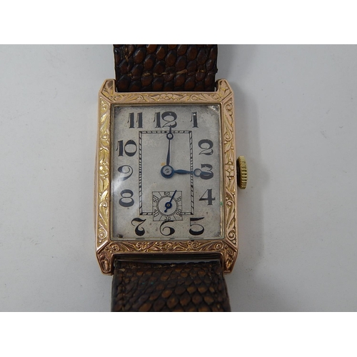 227 - Art deco Gentleman's 9ct Gold Wristwatch with subsidiary seconds dial.