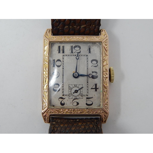 227 - Art deco Gentleman's 9ct Gold Wristwatch with subsidiary seconds dial.