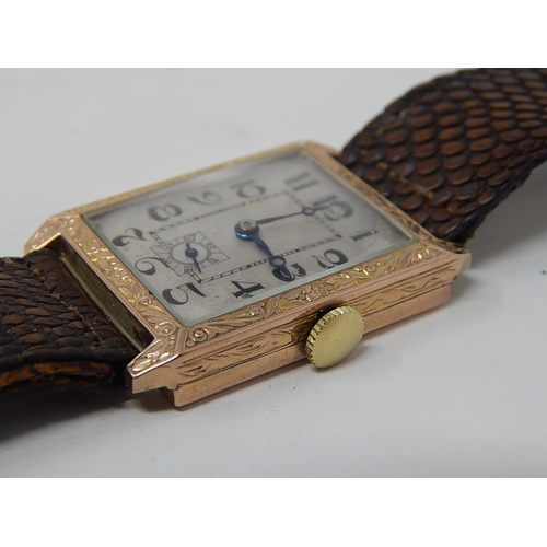 227 - Art deco Gentleman's 9ct Gold Wristwatch with subsidiary seconds dial.