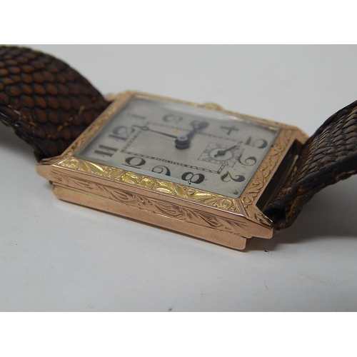 227 - Art deco Gentleman's 9ct Gold Wristwatch with subsidiary seconds dial.