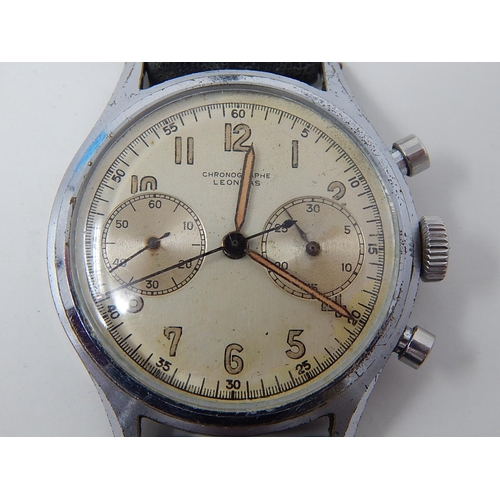 228 - LEONIDAS CHRONOGRAPHE: 1940's in current working order on leather strap. Serial No: 505008.