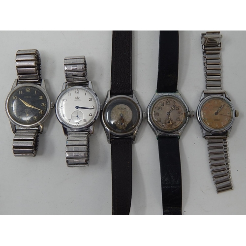 229 - Group of 5 Gentleman's wristwatches to include: Marvin, Nisus, Nivrel etc