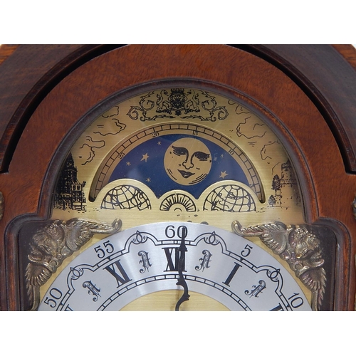 242 - Dutch Moon Phase Bracket Clock Striking on the hour & half hour on a bell. The Brass face with angel... 