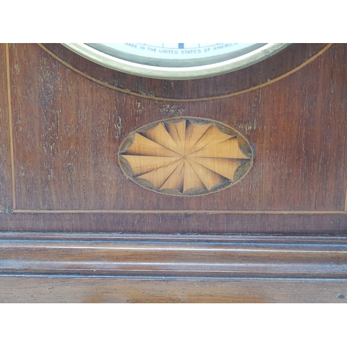 243 - Edwardian Mahogany Mantel Clock with shell inlay & banding. The clock striking on the hour & half ho... 