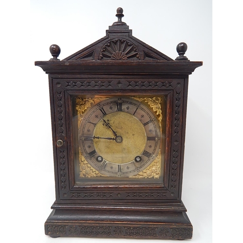 245 - Winterhalder & Hofmeier Bracket Clock c.1910, Brass face with silver chapter dial, striking on the h... 