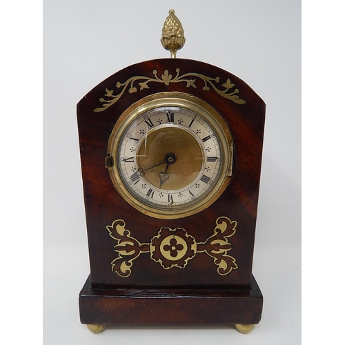 248 - 19th Century Mantel Clock with Brass Pineapple Finial: 26cm High