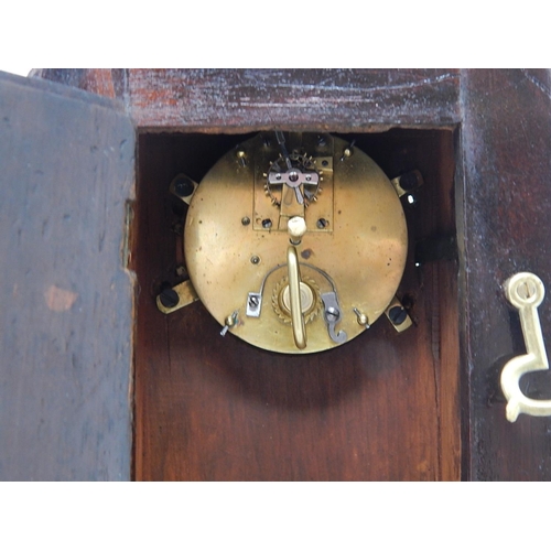 248 - 19th Century Mantel Clock with Brass Pineapple Finial: 26cm High