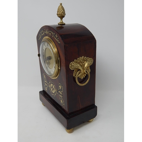 248 - 19th Century Mantel Clock with Brass Pineapple Finial: 26cm High