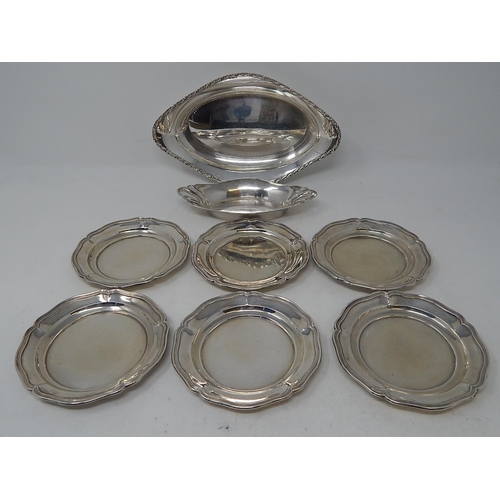 204 - German Hallmarked Silver Bon Bon Dishes together with a set of 6 Coasters. All Hallmarked with the C... 