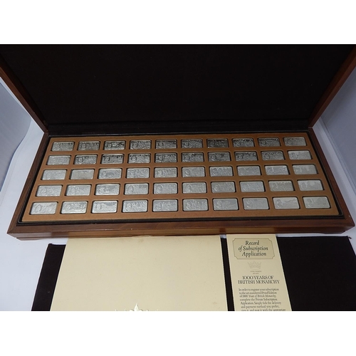 205 - 1000 Years of British Monarchy: Complete Set No: 1202 of 50 Sterling Silver Ingots enclosed in a del... 