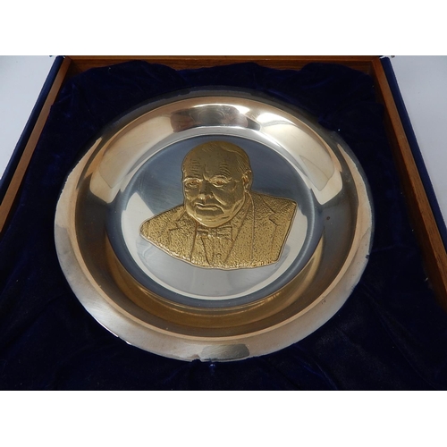 206 - The Churchill Centenary Trust Plate 1974. Hallmarked London 1974 by John Pinches. Measures 20cm diam... 