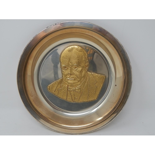 206 - The Churchill Centenary Trust Plate 1974. Hallmarked London 1974 by John Pinches. Measures 20cm diam... 