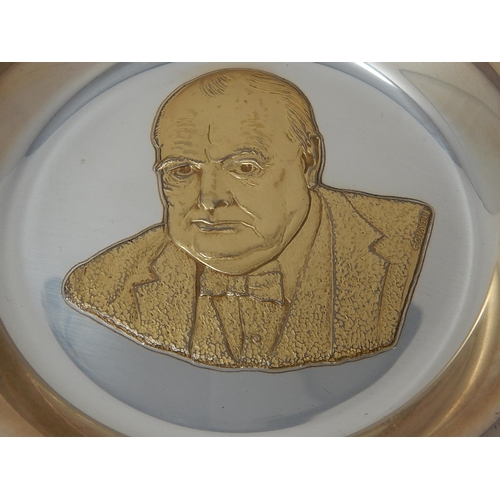 206 - The Churchill Centenary Trust Plate 1974. Hallmarked London 1974 by John Pinches. Measures 20cm diam... 