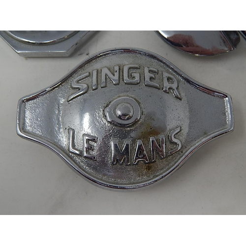 801 - MOTORING INTEREST: Three Mid Century Chrome Radiator Caps Including: Singer Le Mans.