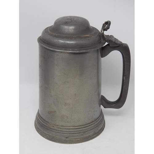 802 - Four 19th century Pewter Lidded Tankards, Two for Marlborough College 1876/1877. Three Glass Bottome... 