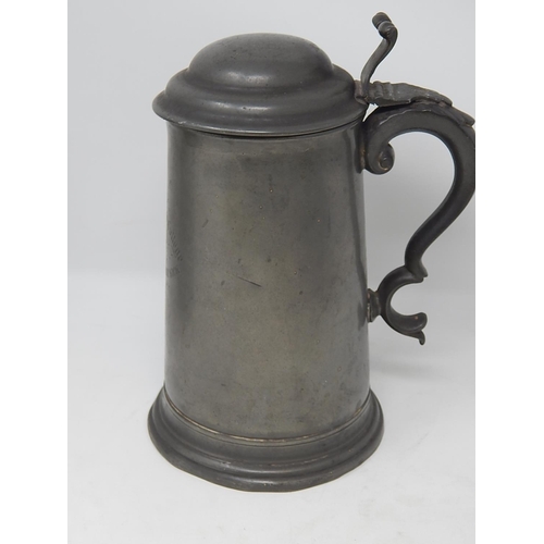 802 - Four 19th century Pewter Lidded Tankards, Two for Marlborough College 1876/1877. Three Glass Bottome... 