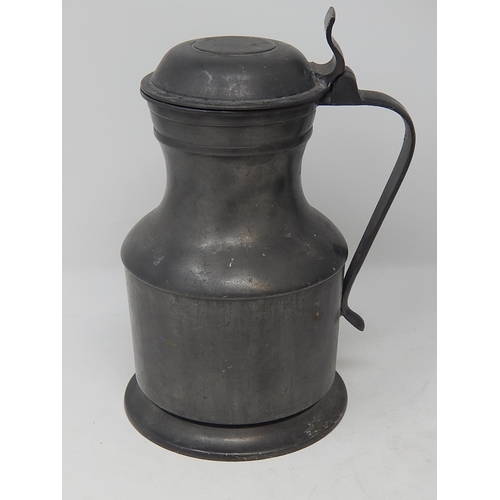 802 - Four 19th century Pewter Lidded Tankards, Two for Marlborough College 1876/1877. Three Glass Bottome... 