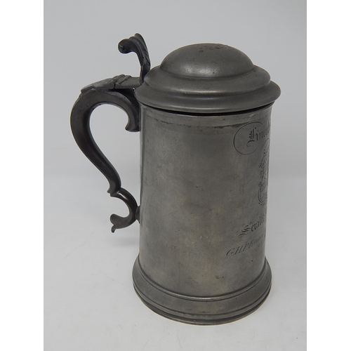 803 - ROWING INTEREST: Pewter Lidded Tankard inscribed 