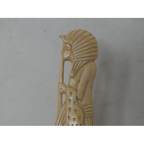 805 - Two 1930's Ivory Handled Fly Whisks. The Handles Modelled as an Egyptian & an Upright Lion With Serp... 