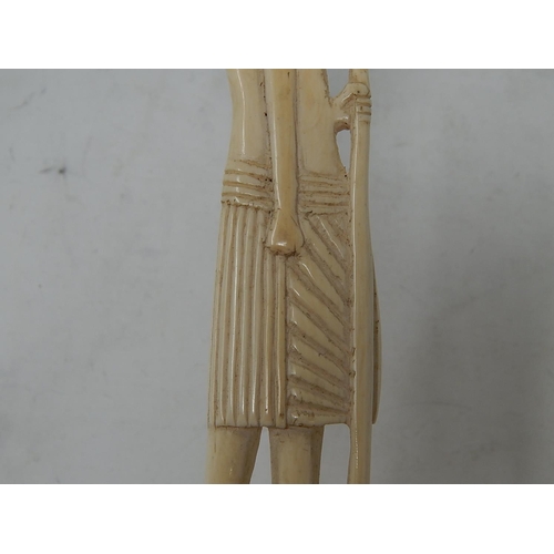 805 - Two 1930's Ivory Handled Fly Whisks. The Handles Modelled as an Egyptian & an Upright Lion With Serp... 