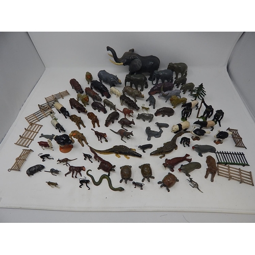 810 - Large quantity of Britains & Other Makes of metal zoo animals.