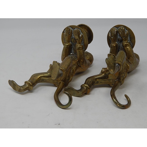 812 - Pair of Regency Brass Candlesticks fashioned as monkeys holding trays. The monkeys still with good d... 