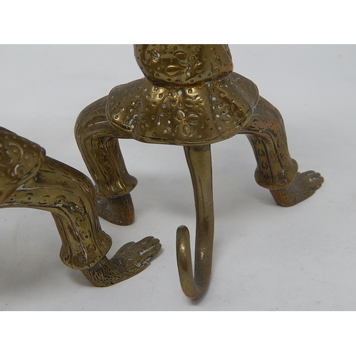 812 - Pair of Regency Brass Candlesticks fashioned as monkeys holding trays. The monkeys still with good d... 