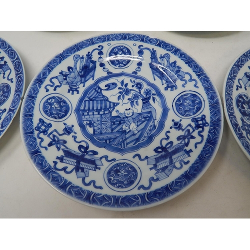 477 - Five Antique Chinese Plates: 22.5cm diameter