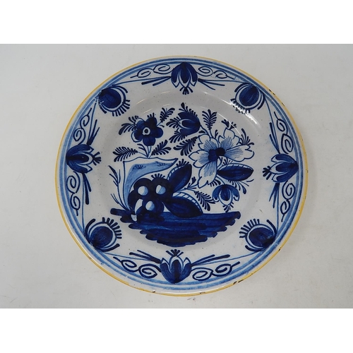 479 - Antique Tin Glazed Plate: 23cm diameter