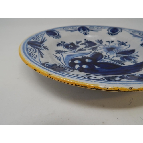 479 - Antique Tin Glazed Plate: 23cm diameter