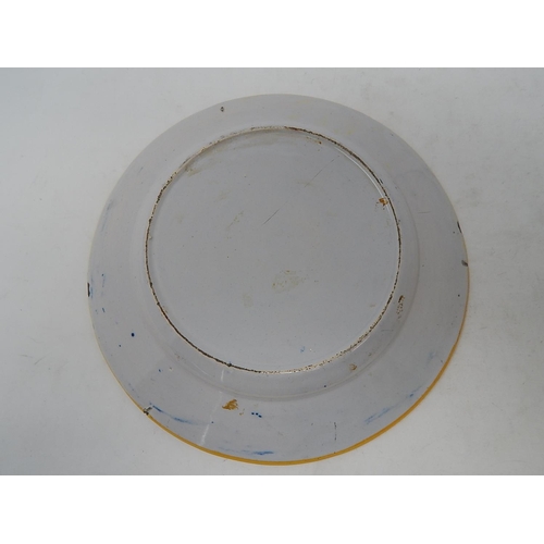 479 - Antique Tin Glazed Plate: 23cm diameter