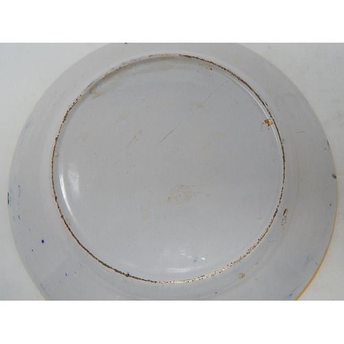 479 - Antique Tin Glazed Plate: 23cm diameter