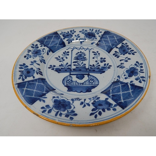 480 - Antique Tin Glazed Plate: 23cm diameter