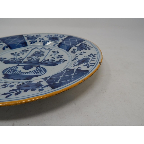 480 - Antique Tin Glazed Plate: 23cm diameter