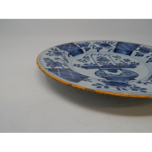 480 - Antique Tin Glazed Plate: 23cm diameter