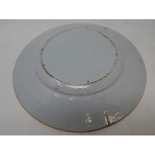 480 - Antique Tin Glazed Plate: 23cm diameter